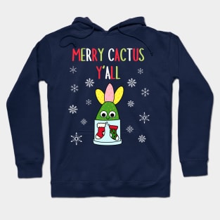 Merry Cactus Y'all - Hybrid Cactus In Christmas Themed Pot Hoodie